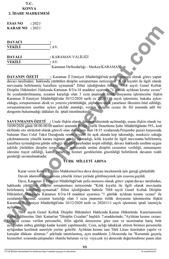 kilik kiyafetten polise ceza 1